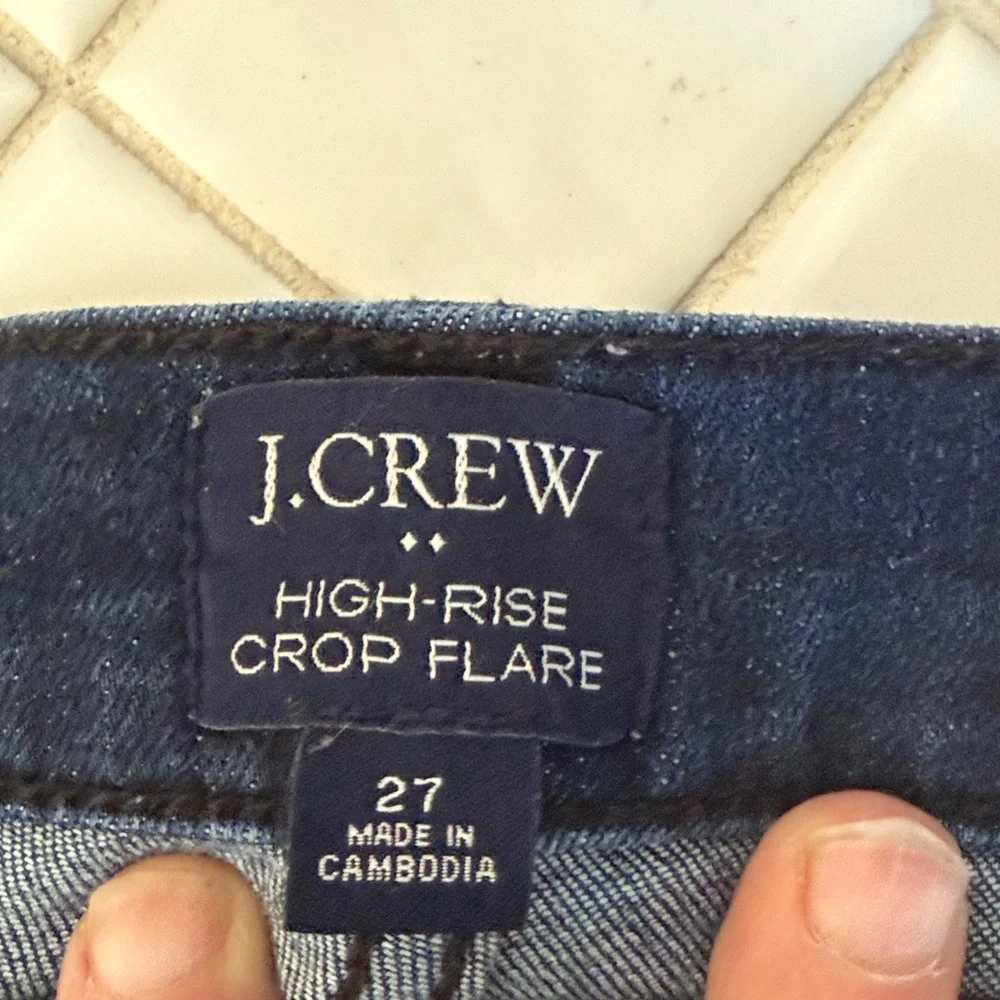 J. Crew Dark high‎ rise crop flare - worn a few times. 79 retail